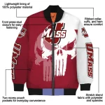 umass minutemen skull outline red white bomber jacket best selling
