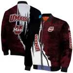 umass minutemen torn texture print red black bomber jacket best selling