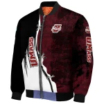 umass minutemen torn texture print red black bomber jacket best selling