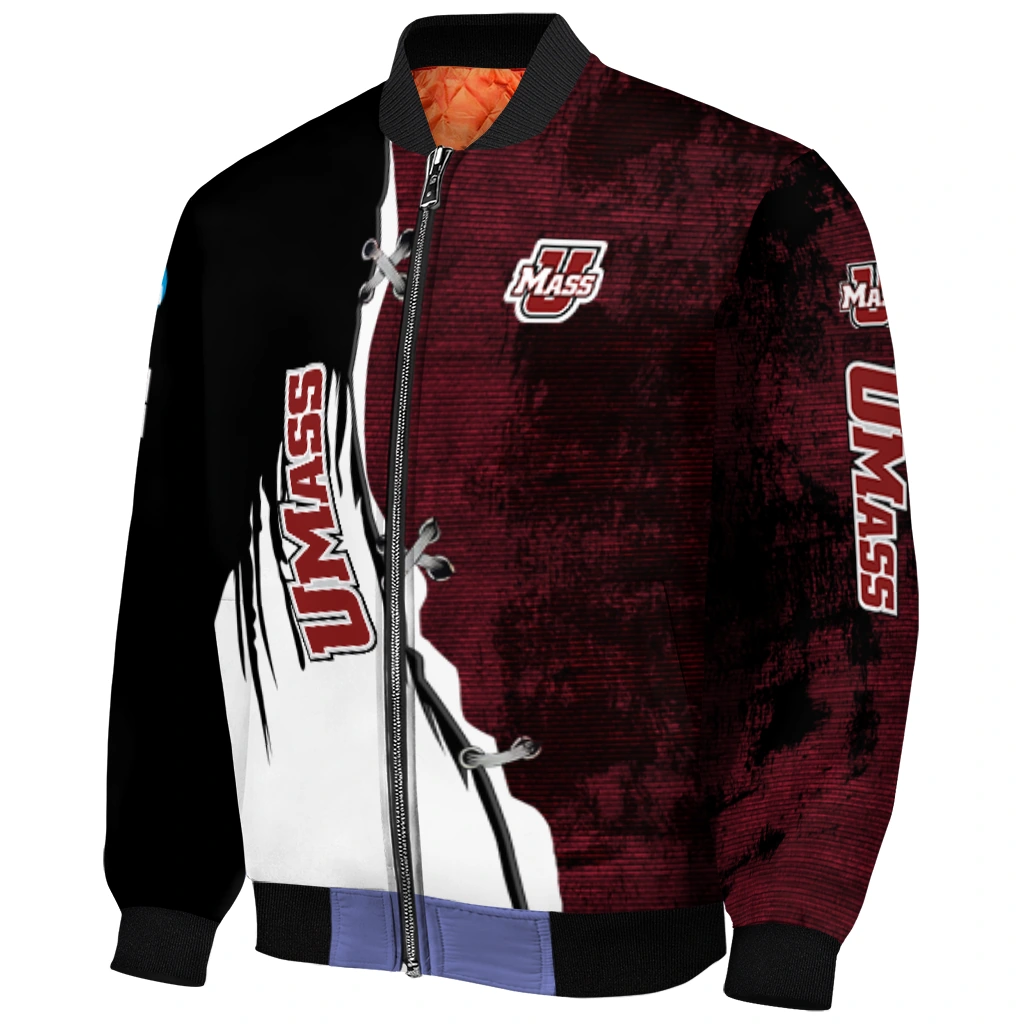 umass minutemen torn texture print red black bomber jacket fashion forward umass minutemen torn texture print red black bomber jacket fashion forward