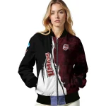 umass minutemen torn texture print red black bomber jacket best selling