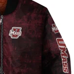 umass minutemen torn texture print red black bomber jacket best selling