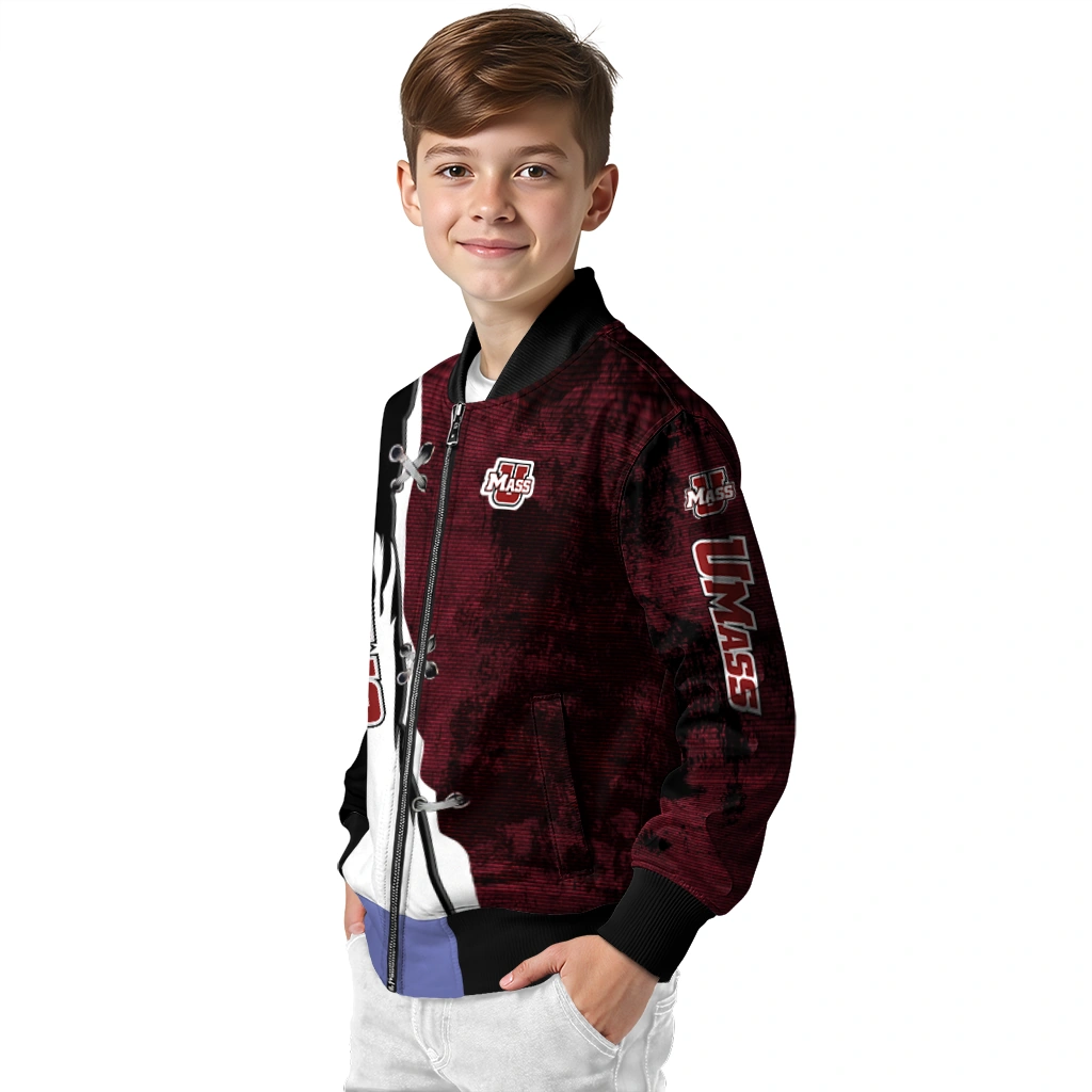 umass minutemen torn texture print red black bomber jacket trendy umass minutemen torn texture print red black bomber jacket trendy