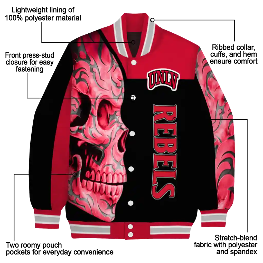 unlv rebels fire skull red black varsity jacket new arrival unlv rebels fire skull red black varsity jacket new arrival
