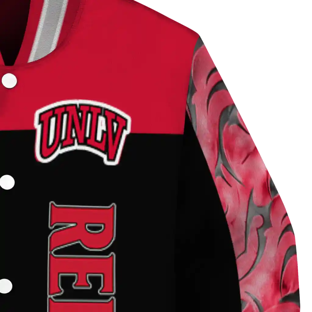unlv rebels fire skull red black varsity jacket premium grade unlv rebels fire skull red black varsity jacket premium grade