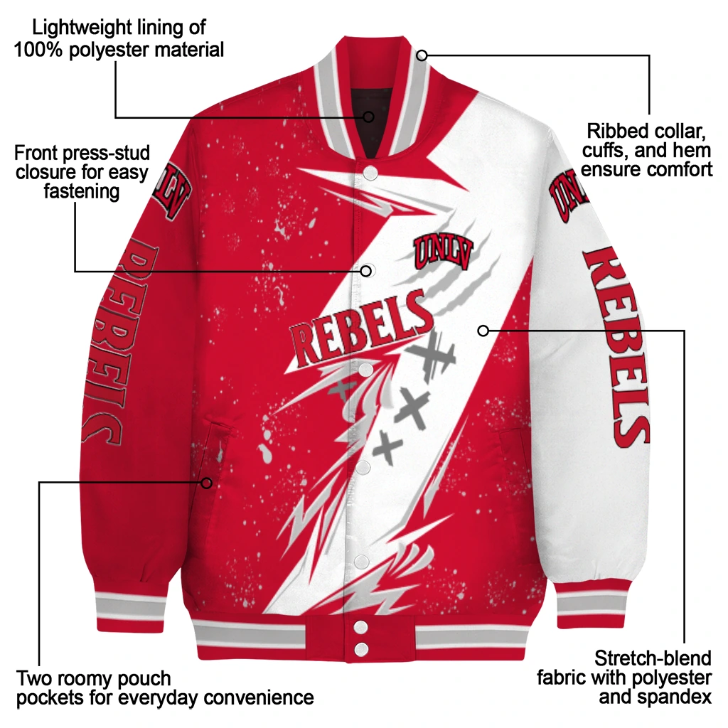 unlv rebels ripped bolt red white varsity jacket new arrival unlv rebels ripped bolt red white varsity jacket new arrival