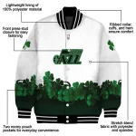 utah jazz clover pattern print white green varsity jacket best selling