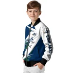 utah jazz ripped bolt navy white bomber jacket best selling