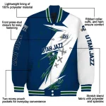 utah jazz ripped bolt navy white varsity jacket best selling