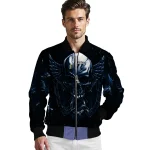 utah jazz skull bite navy black bomber jacket best selling