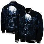 utah jazz skull bite navy black varsity jacket best selling
