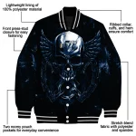 utah jazz skull bite navy black varsity jacket best selling