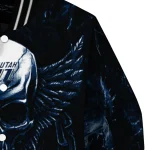 utah jazz skull bite navy black varsity jacket best selling