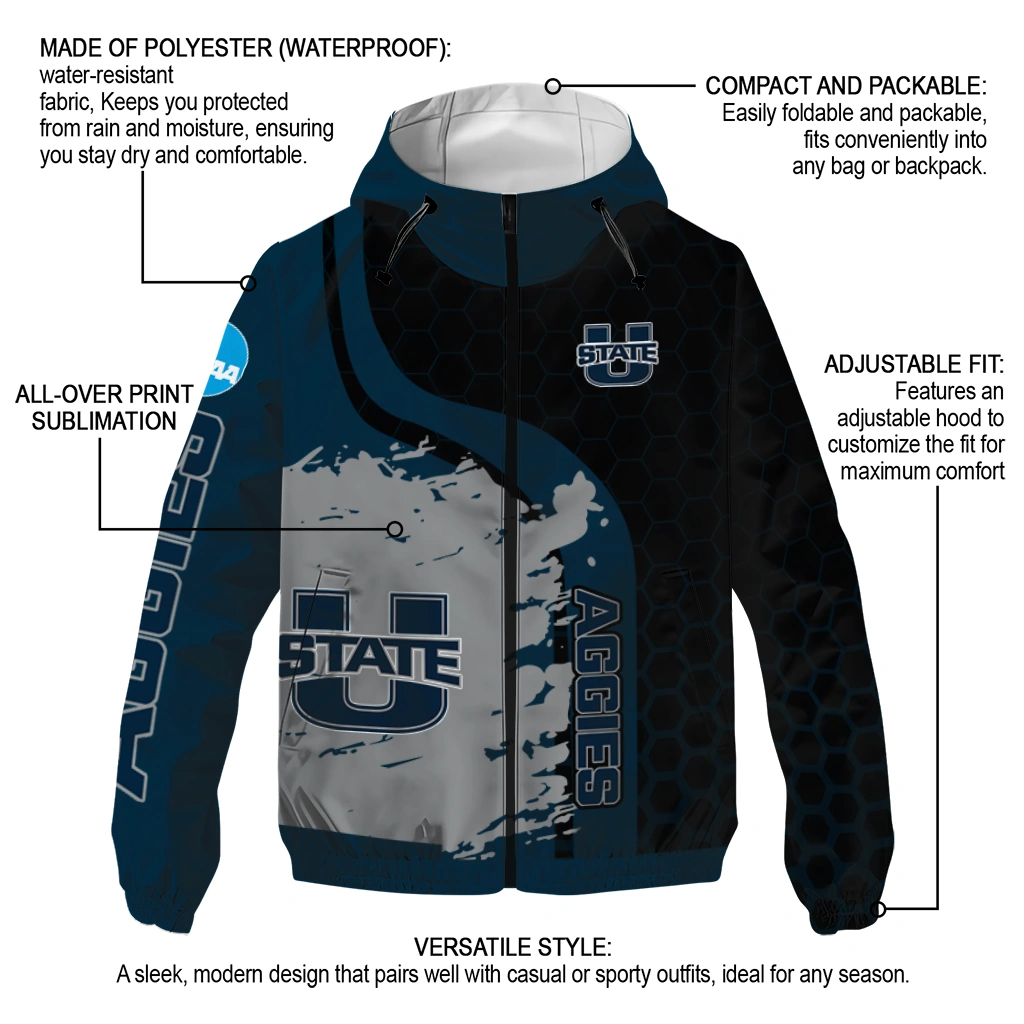 utah state aggies grid streak navy black windbreaker jacket new arrival utah state aggies grid streak navy black windbreaker jacket new arrival
