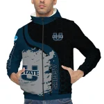 utah state aggies grid streak navy black windbreaker jacket best selling