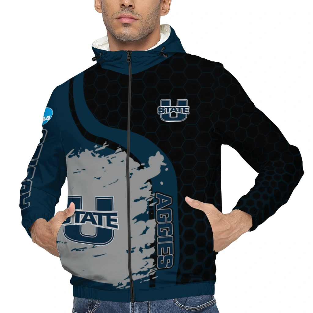 utah state aggies grid streak navy black windbreaker jacket top rated utah state aggies grid streak navy black windbreaker jacket top rated