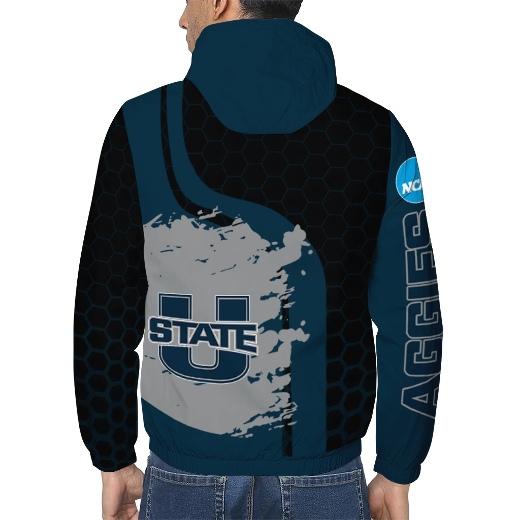 utah state aggies grid streak navy black windbreaker jacket trendy utah state aggies grid streak navy black windbreaker jacket trendy