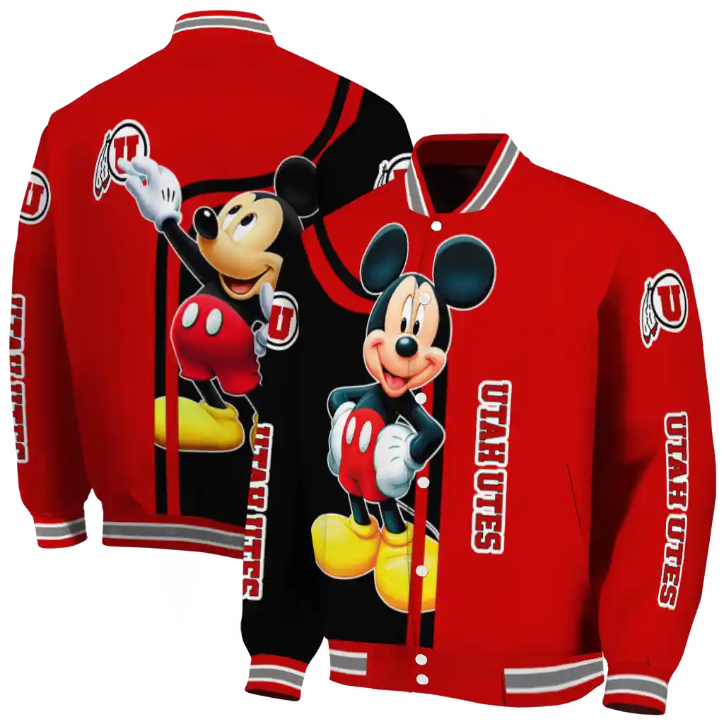 utah utes mickey mouse red varsity jacket fashion forward utah utes mickey mouse red varsity jacket fashion forward