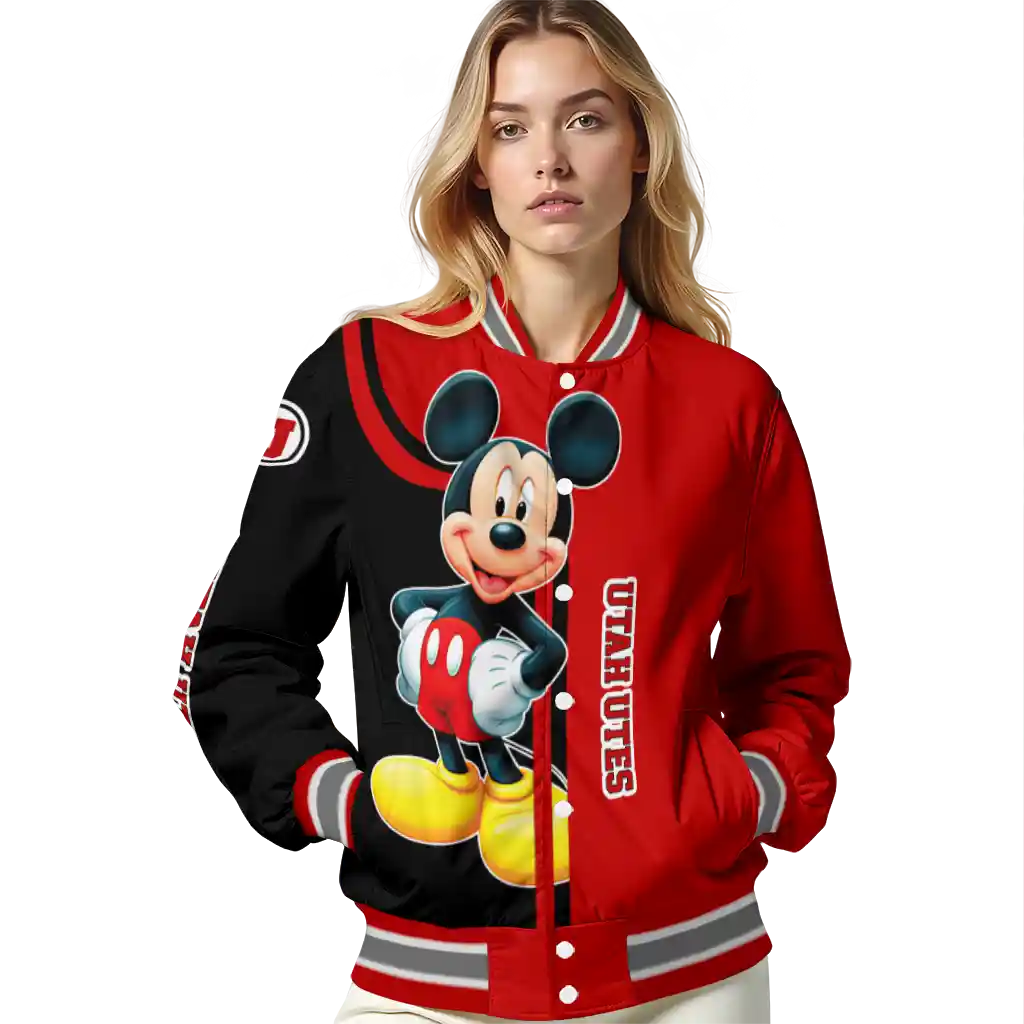 utah utes mickey mouse red varsity jacket latest model utah utes mickey mouse red varsity jacket latest model