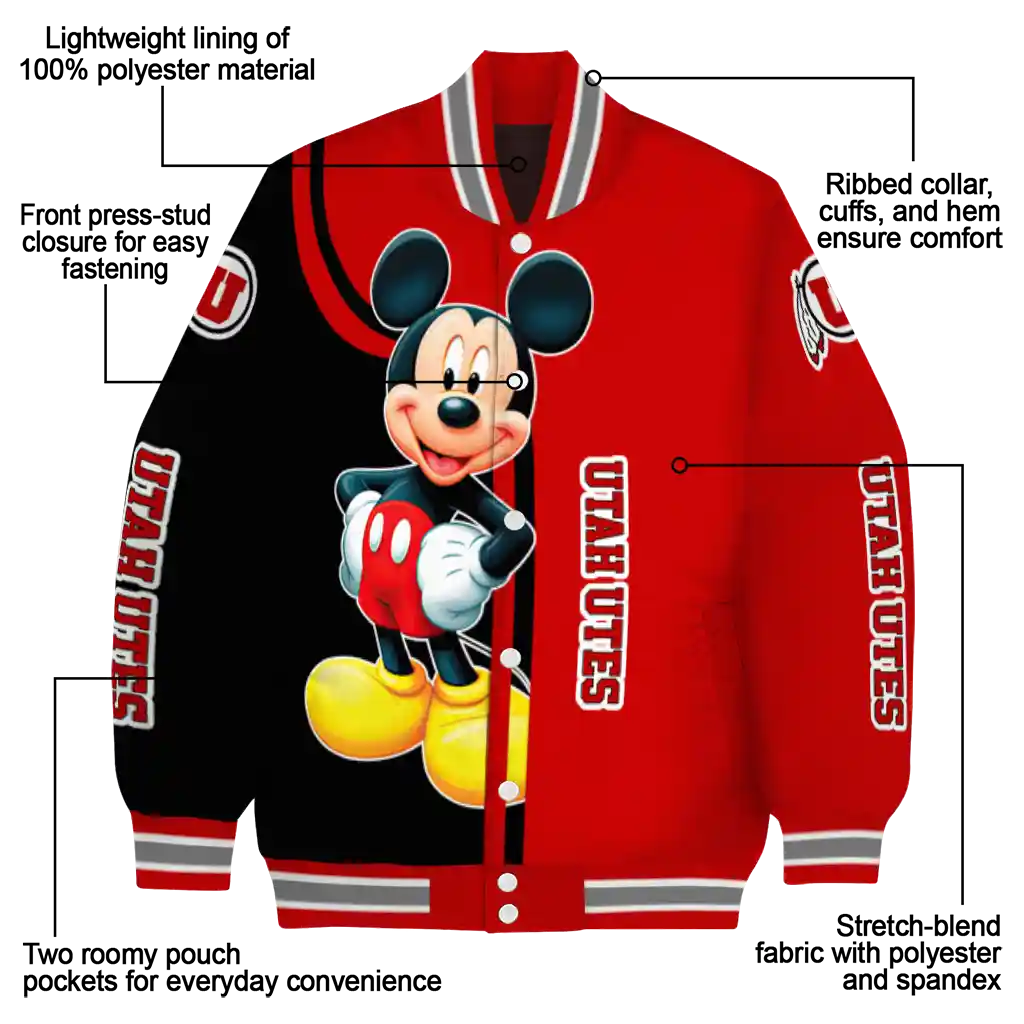 utah utes mickey mouse red varsity jacket new arrival utah utes mickey mouse red varsity jacket new arrival
