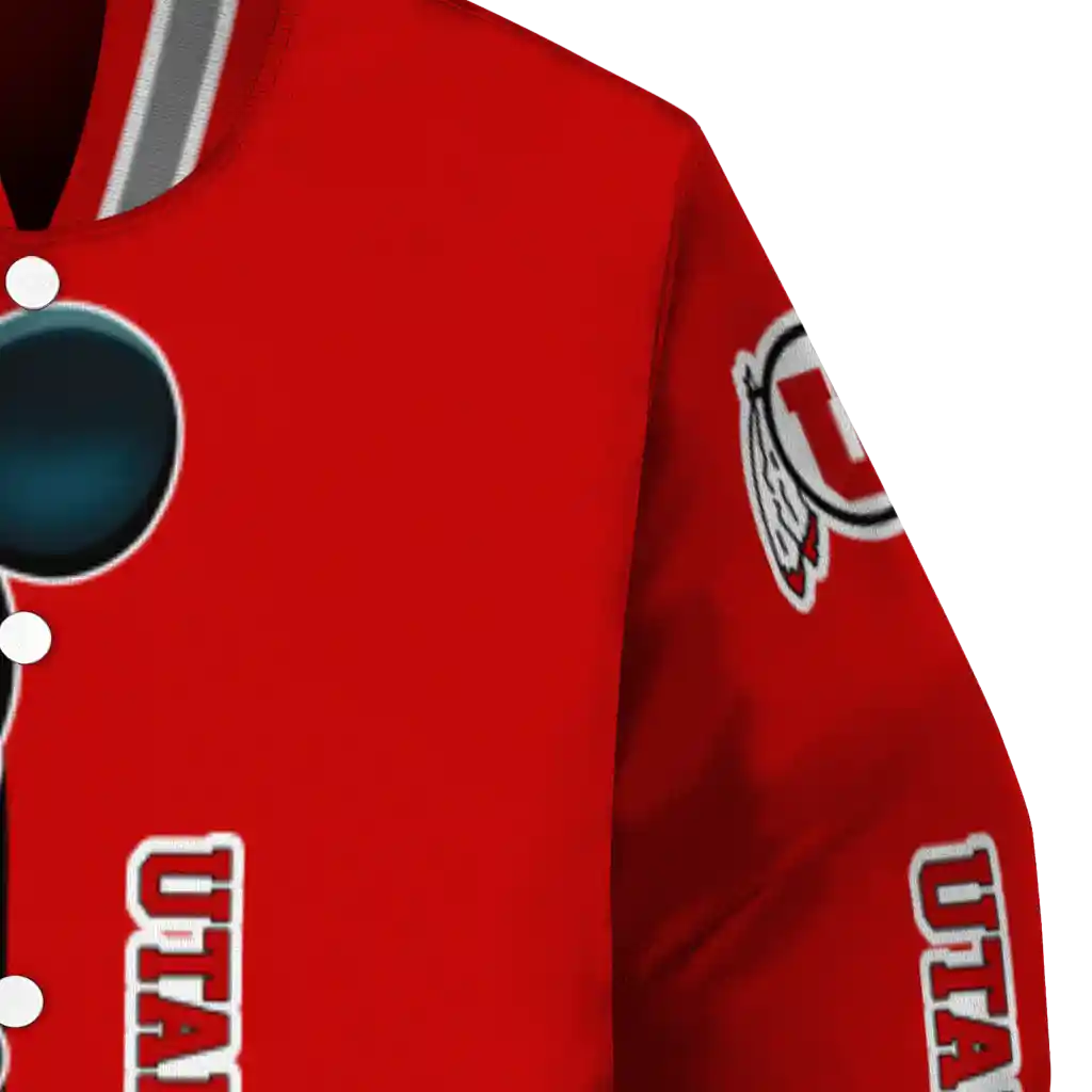 utah utes mickey mouse red varsity jacket premium grade utah utes mickey mouse red varsity jacket premium grade
