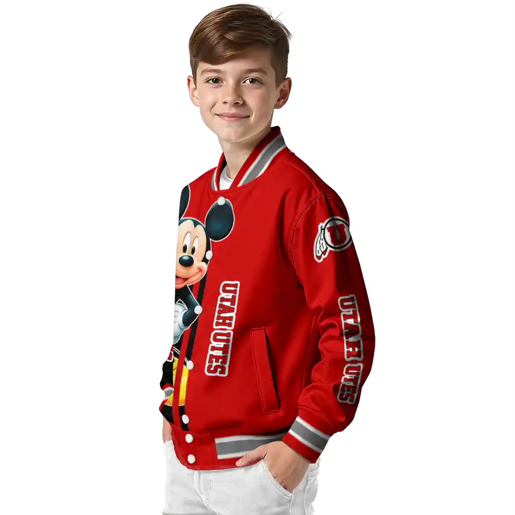 utah utes mickey mouse red varsity jacket trendy utah utes mickey mouse red varsity jacket trendy