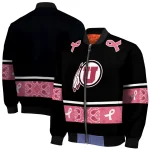 utah utes pink ribbon black pink bomber jacket best selling