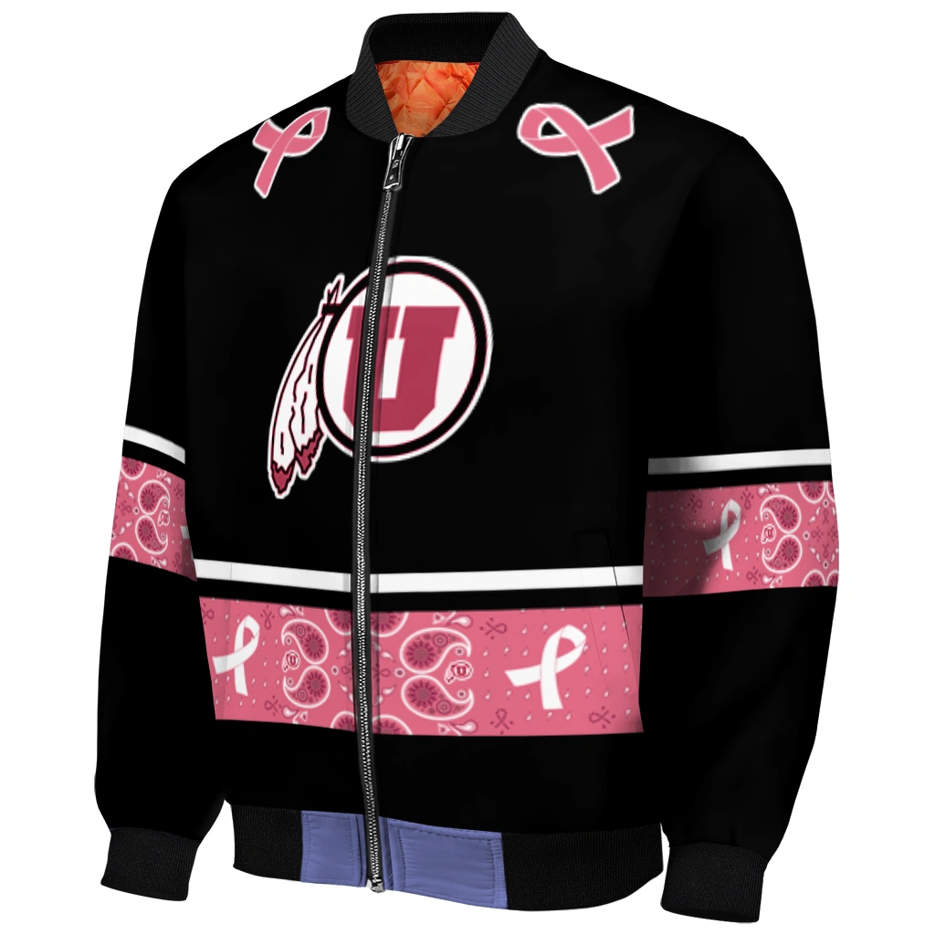 utah utes pink ribbon black pink bomber jacket fashion forward utah utes pink ribbon black pink bomber jacket fashion forward