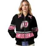 utah utes pink ribbon black pink bomber jacket best selling