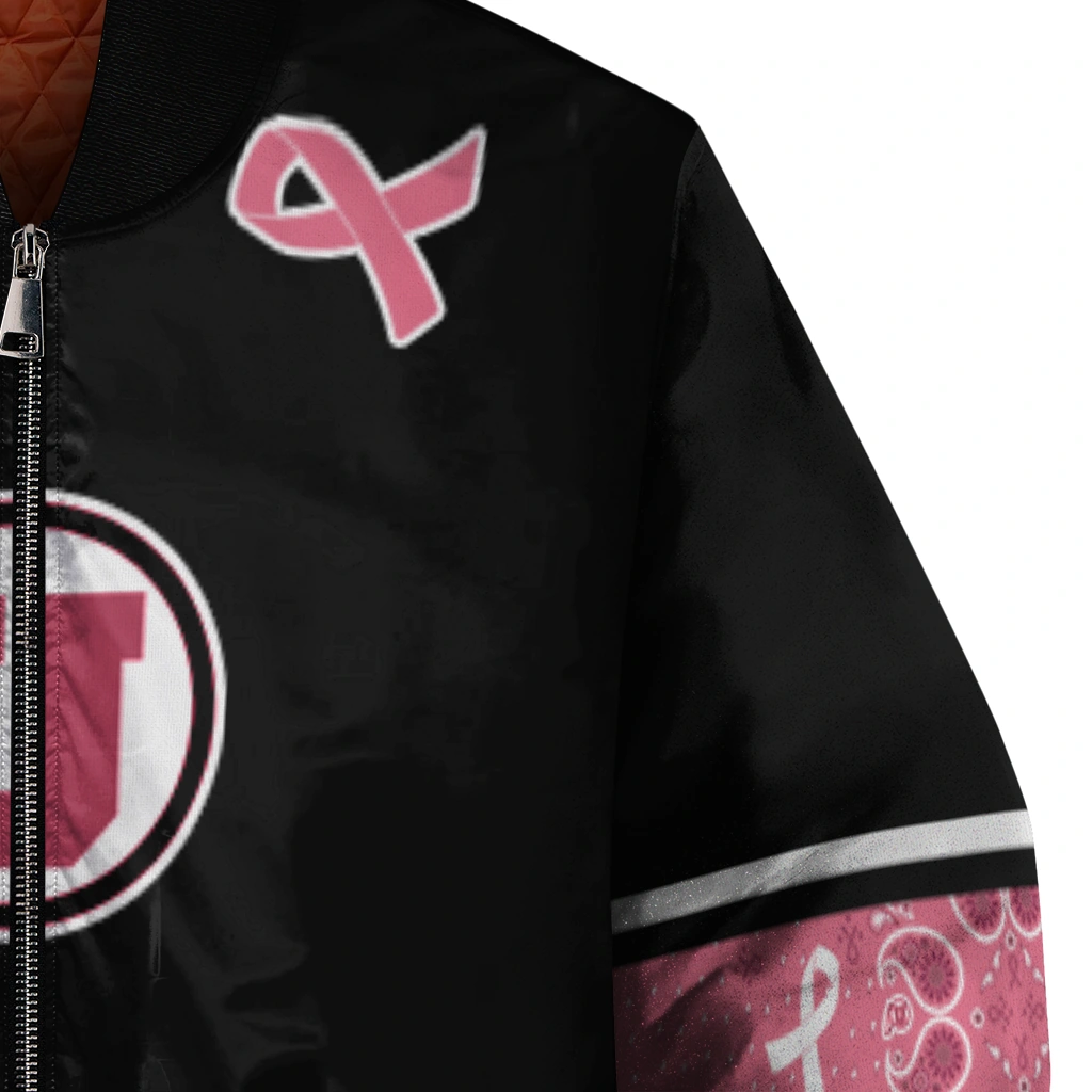 utah utes pink ribbon black pink bomber jacket premium grade utah utes pink ribbon black pink bomber jacket premium grade