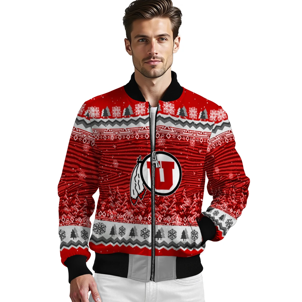 utah utes snowy pines red bomber jacket high quality utah utes snowy pines red bomber jacket high quality