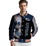 utsa roadrunners fire skull orange black varsity jacket best selling