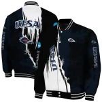 utsa roadrunners torn texture print orange black varsity jacket best selling