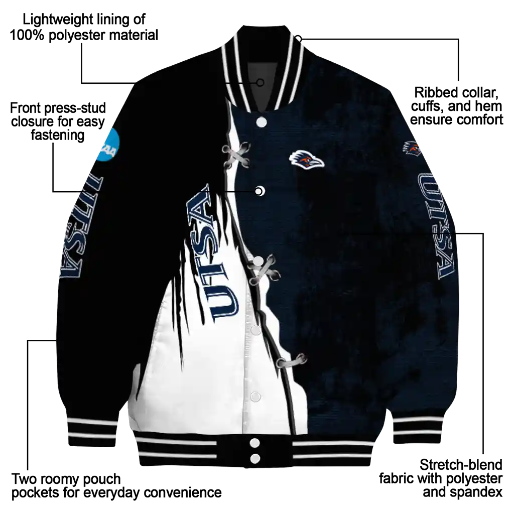 utsa roadrunners torn texture print orange black varsity jacket new arrival utsa roadrunners torn texture print orange black varsity jacket new arrival