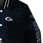 utsa roadrunners torn texture print orange black varsity jacket best selling