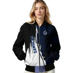 vancouver canucks distressed slash blue black bomber jacket best selling