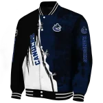 vancouver canucks distressed slash blue black varsity jacket best selling