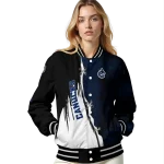 vancouver canucks distressed slash blue black varsity jacket best selling