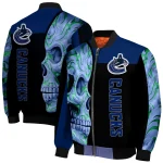 vancouver canucks fire skull blue black bomber jacket best selling