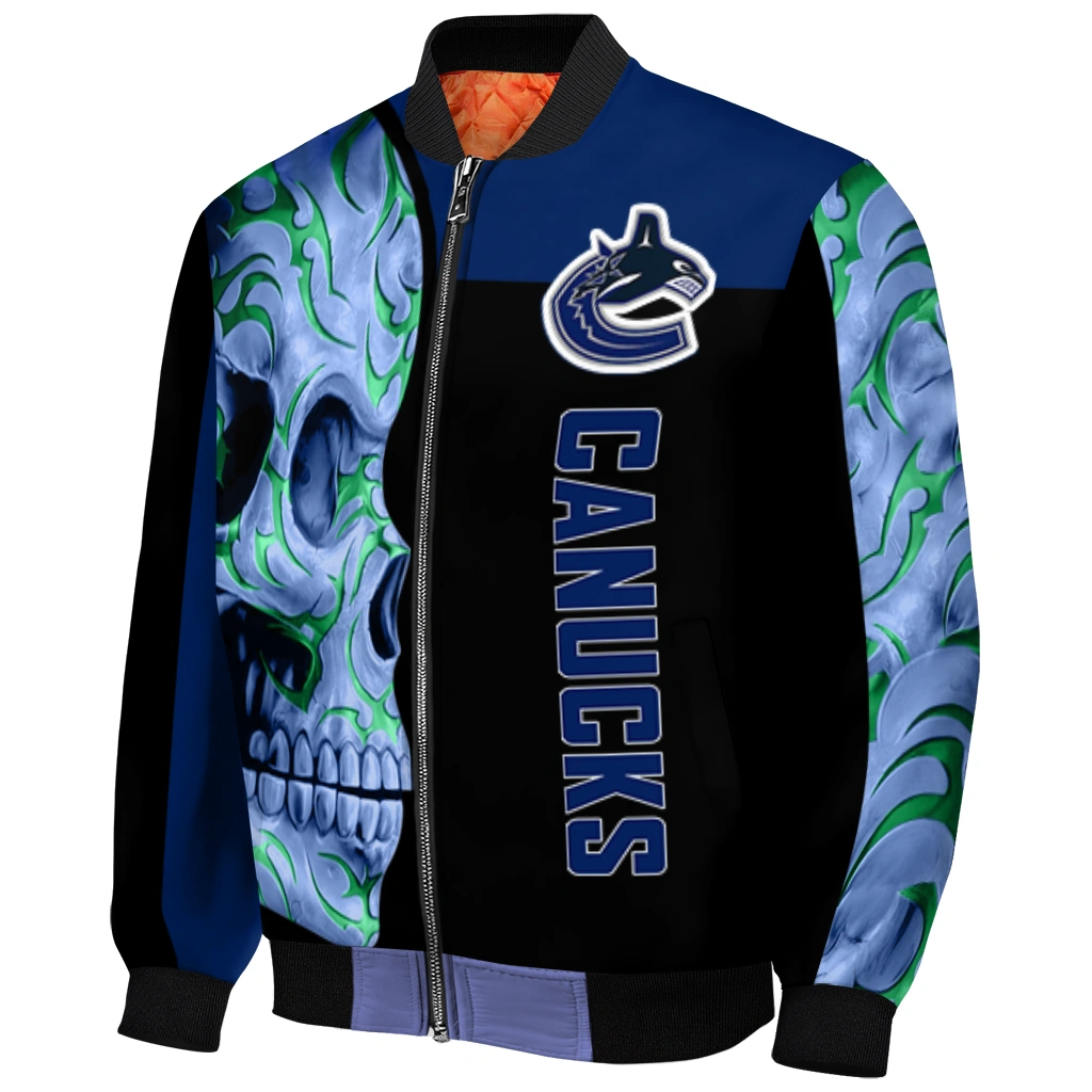 vancouver canucks fire skull blue black bomber jacket fashion forward vancouver canucks fire skull blue black bomber jacket fashion forward