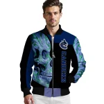 vancouver canucks fire skull blue black bomber jacket best selling