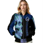 vancouver canucks fire skull blue black bomber jacket best selling