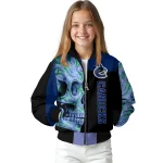 vancouver canucks fire skull blue black bomber jacket best selling