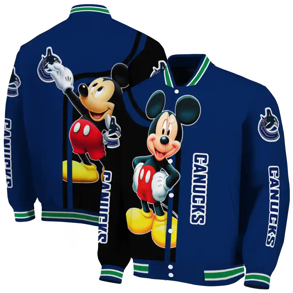 vancouver canucks mickey mouse blue varsity jacket fashion forward vancouver canucks mickey mouse blue varsity jacket fashion forward