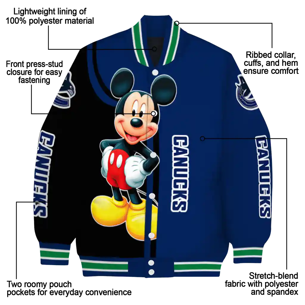 vancouver canucks mickey mouse blue varsity jacket new arrival vancouver canucks mickey mouse blue varsity jacket new arrival