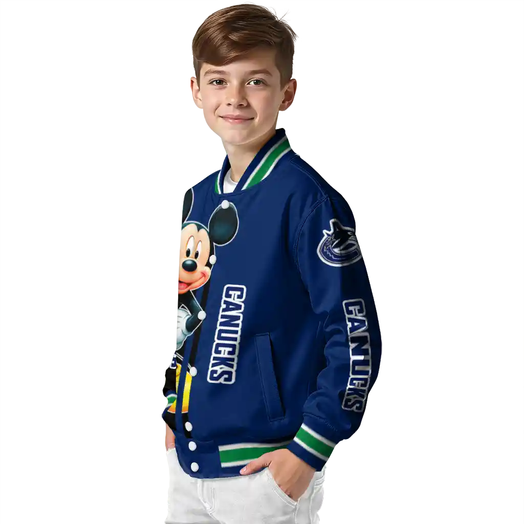 vancouver canucks mickey mouse blue varsity jacket trendy vancouver canucks mickey mouse blue varsity jacket trendy
