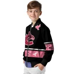 vancouver canucks pink ribbon black pink bomber jacket best selling