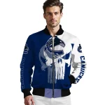 vancouver canucks skull outline blue white bomber jacket best selling