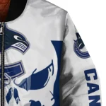 vancouver canucks skull outline blue white bomber jacket best selling