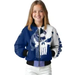 vancouver canucks skull outline blue white bomber jacket best selling